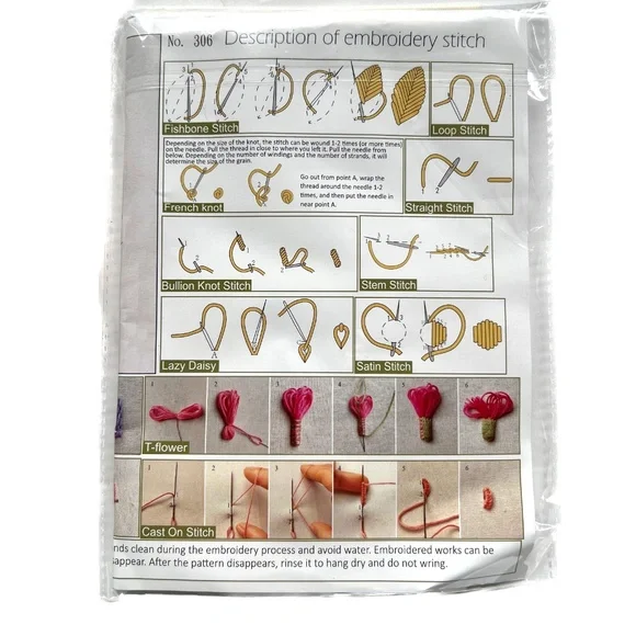 Embroidery Kit DIY Craft Handmade Floral Pattern Hoop Needle Cloth Thread Instr - Picture 3 of 6